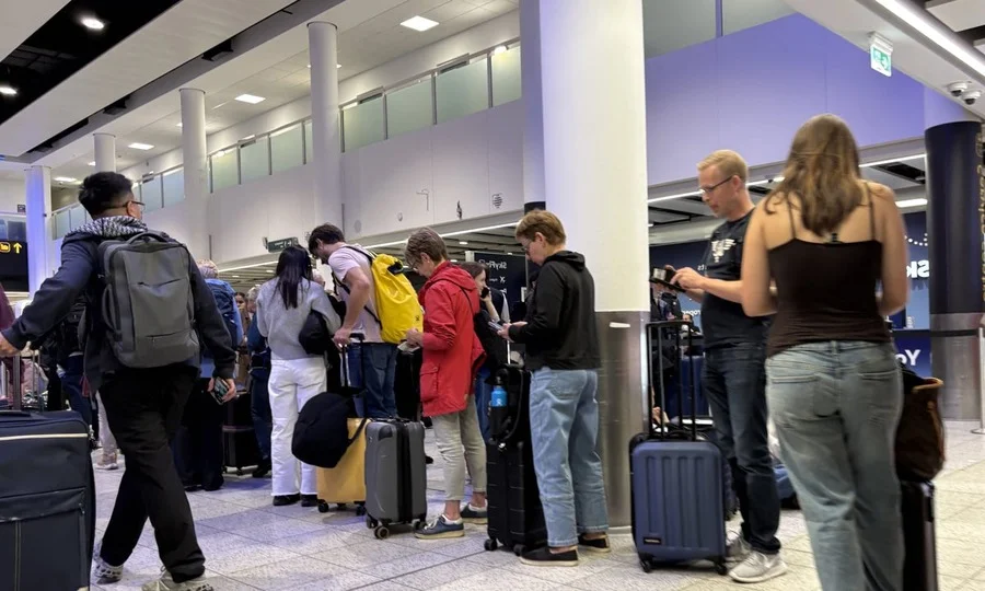 Airplanes at busy UK airport