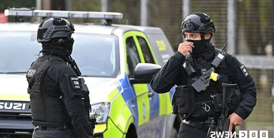 Police cars outside military base